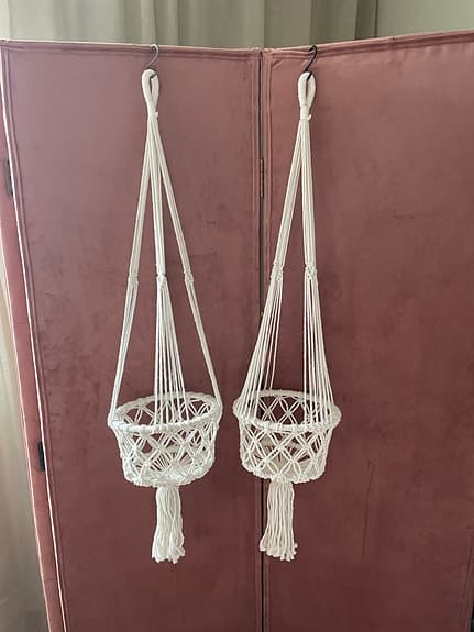 Makramé Ampel / vit trådkorg 22,5 cm diameter