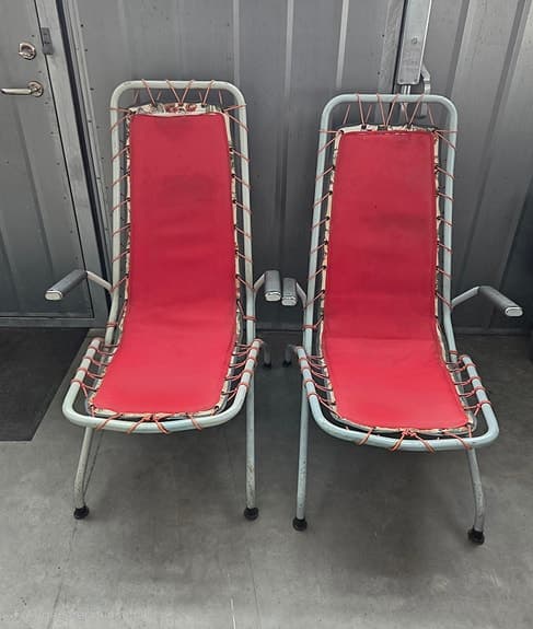 Trädgårdsstolar metall röd dyna