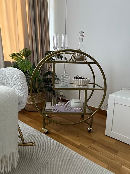 &Tradition serveringsvagn metall glas guld