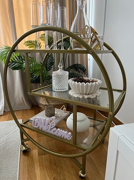 &Tradition serveringsvagn metall glas guld