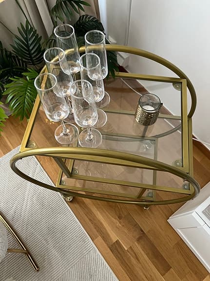 &Tradition serveringsvagn metall glas guld