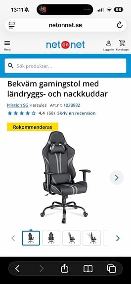 Mission SG Hercules gamingstol