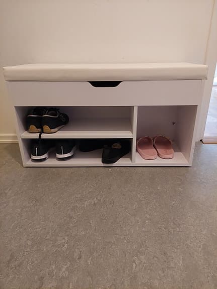 Skobänk med förvaring vit