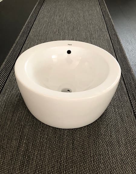 Helt nytt oanvänt Hafa handfat runt i vitt porslin