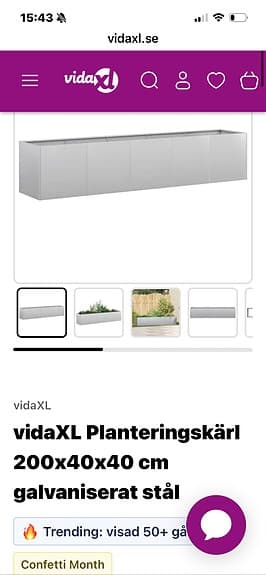 Odlingskärl 200 x 40 x 40