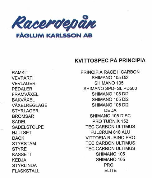 Principia Race II Carbon XL – Shimano 105 Di2