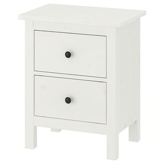 HEMNES Byrå med 2 lådor + Glasskiva  (Två byråer säljs tillsammans)