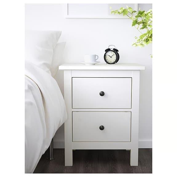 HEMNES Byrå med 2 lådor + Glasskiva  (Två byråer säljs tillsammans)