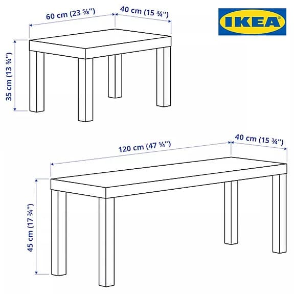 IKEA LACK soffbord och sidobord set grå
