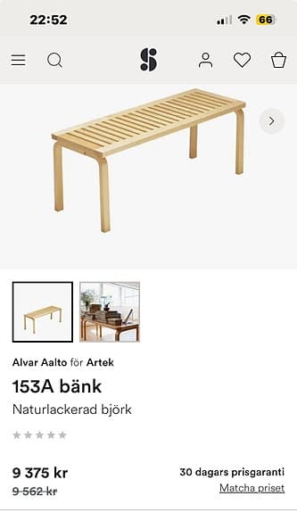 Artek 153A bänk trä natur