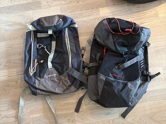 Paketpris 2 vandringssäckar Quechua Forclaz 30L & 40L