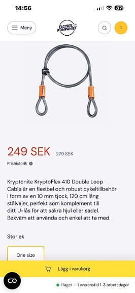 Kryptonite KryptoFlex 410 vajerlås 120 cm grå