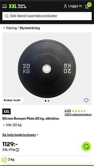 20kg bumper plates i oöppnad förpackning.