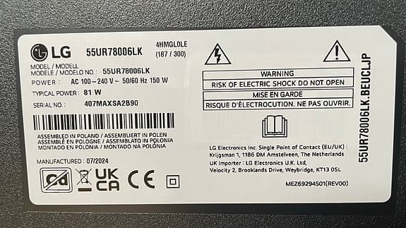 LG 55UR78006LK TV 55 tum