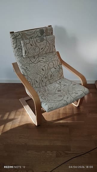 IKEA fåtölj poäng trästomme mönstrad klädsel