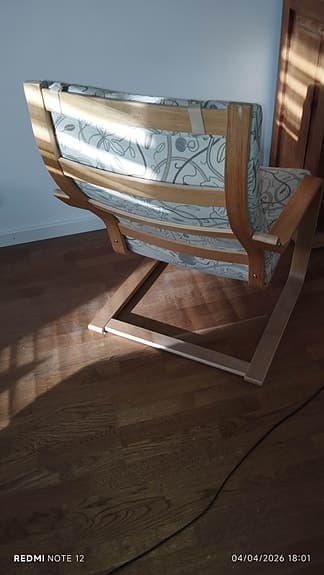 IKEA fåtölj poäng trästomme mönstrad klädsel