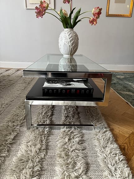 Kho Liang Ie “Langerak” soffbord – glas/krom/wengé – 70-tal design soffbord