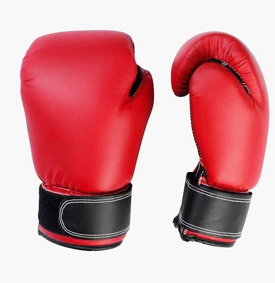 Boxningssäck och boxningshandskar svart/röd