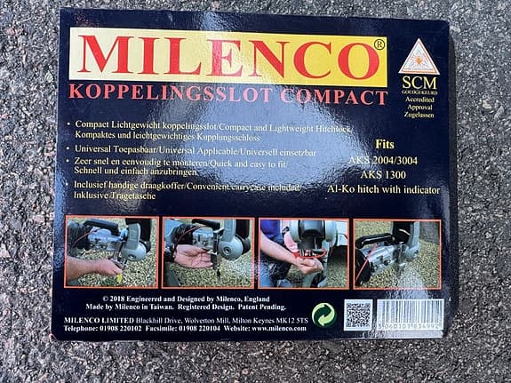 Milenco Compact Hitchlock kopplingslås för släpvagn och husvagn
