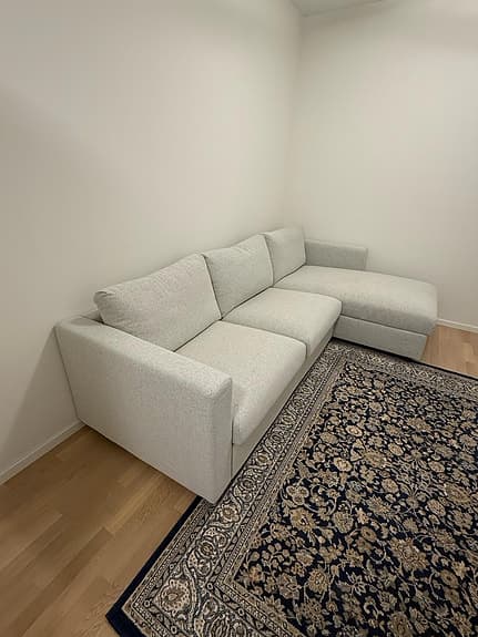 3-sits bäddsoffa med schäslong, Gunnared beige (Madrass ingår)