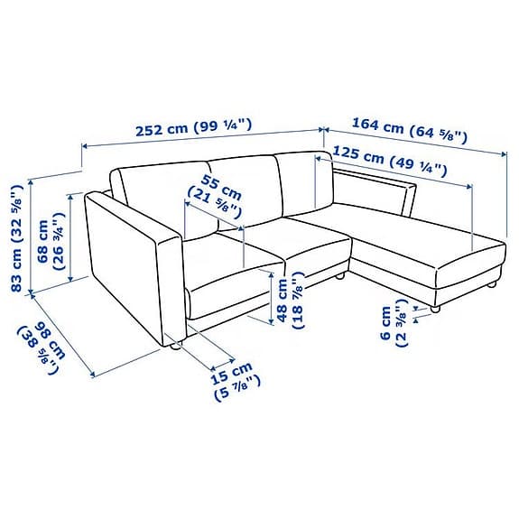 3-sits bäddsoffa med schäslong, Gunnared beige (Madrass ingår)