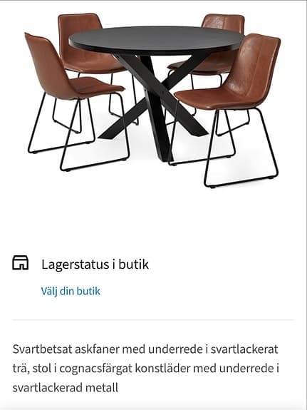 Matgrupp, 6 stolar, rund.