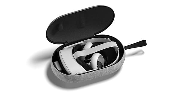 Oculus Quest 2 VR‑headset med handkontroller och fodral