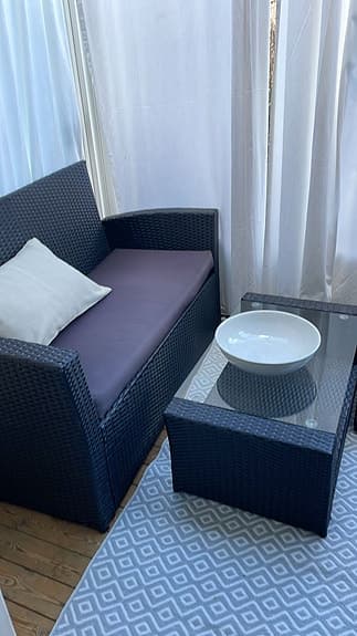 Utemöbelset soffa fåtöljer och bord konstrotting mörkgrå
