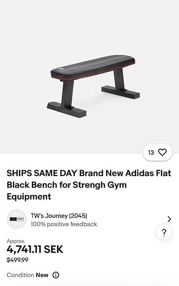 Adidas träningsbänk flat svart