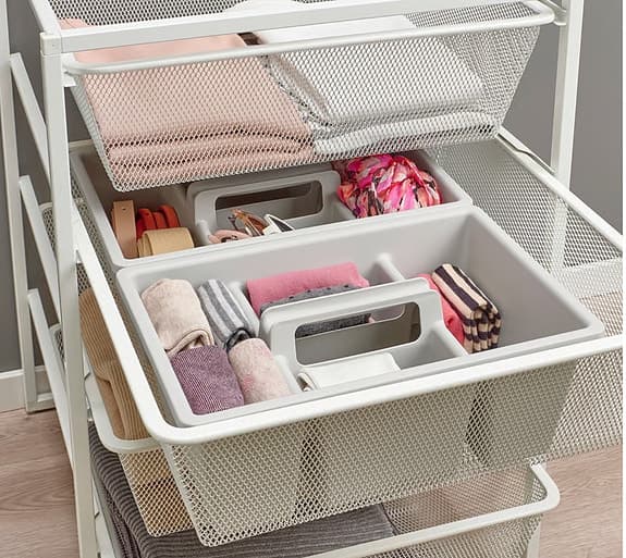 IKEA förvaringsställ med trådkorgar vit metall