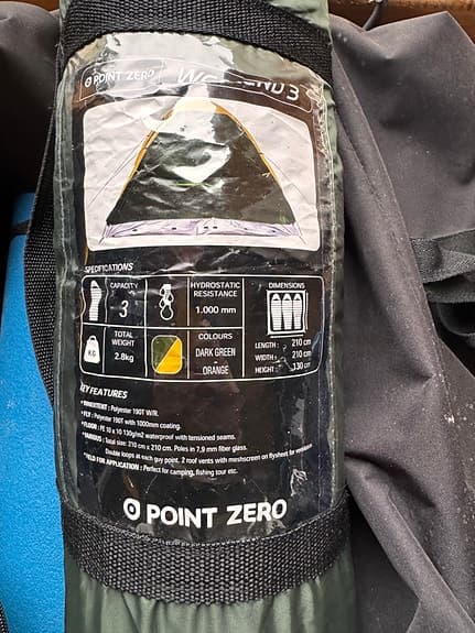 Point Zero Venus 3 tält 3mans med liggunderlag och väska