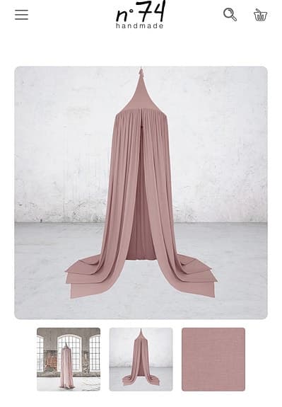 N74 sänghimmel och gardin (dusty pink)
