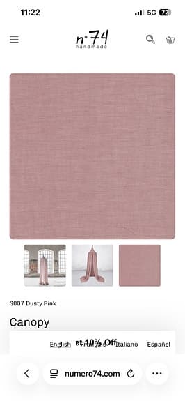 N74 sänghimmel och gardin (dusty pink)