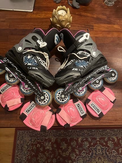 Fila inlines barn svart rosa med skydd one size