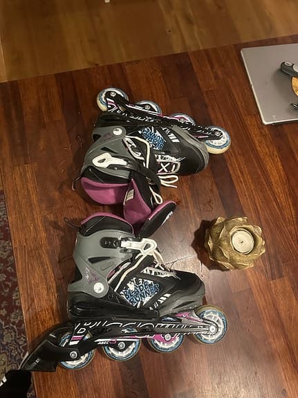 Fila inlines barn svart rosa med skydd one size