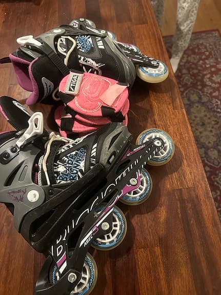 Fila inlines barn svart rosa med skydd one size