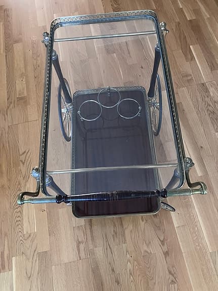 Serveringsvagn glas och metall brun