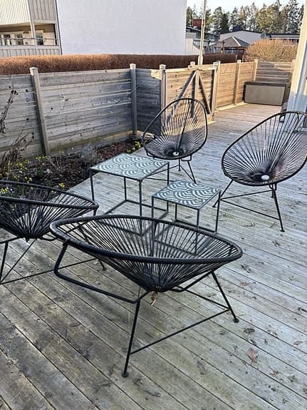 Acapulcostolar, loungestolar för utomhusbruk, svarta. 5/6 finns kvar.