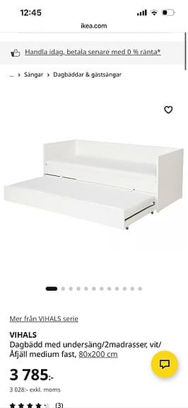 IKEA dagbädd med utdragssäng vit