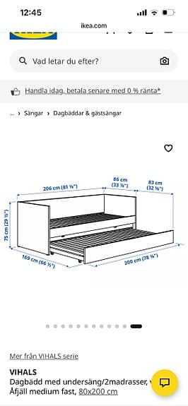 IKEA dagbädd med utdragssäng vit