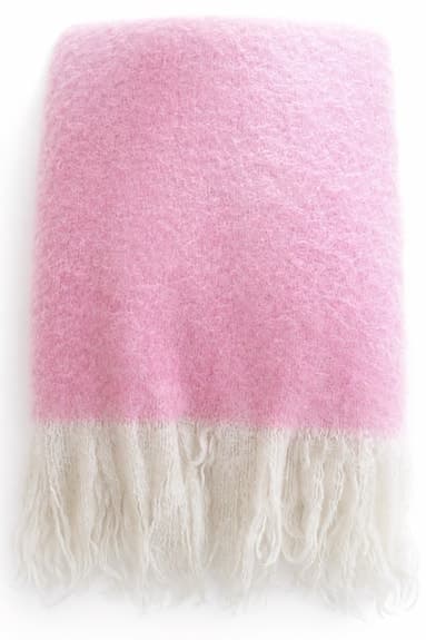 Lyxiga plädar rosa med fransar, 2 st