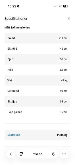 Soffa Mio County grå