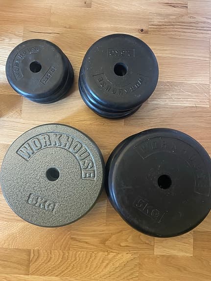 Skivstång, hantel stänger och vikter