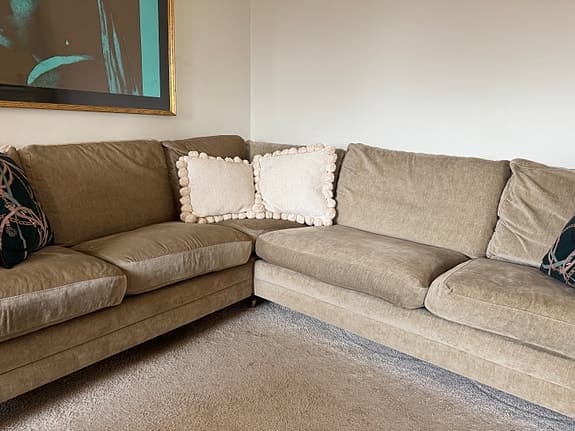 Högkvalitativ hörnsoffa, brun-beige ca 240x270 cm