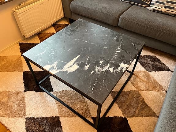 Mio Soffbord Marmor 80x80 cm Svart/Grå