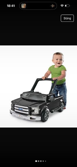 Gåstol bil svart för baby