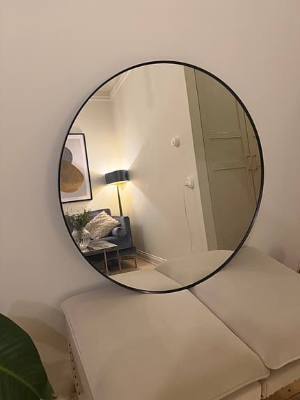 Ikea Lindbyn spegel rund svart