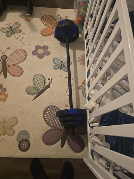 Hantelstång med vikter svart blå