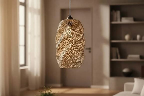 Unik lampskärm för taklampa, 3D-printad i PLA-plast. E27