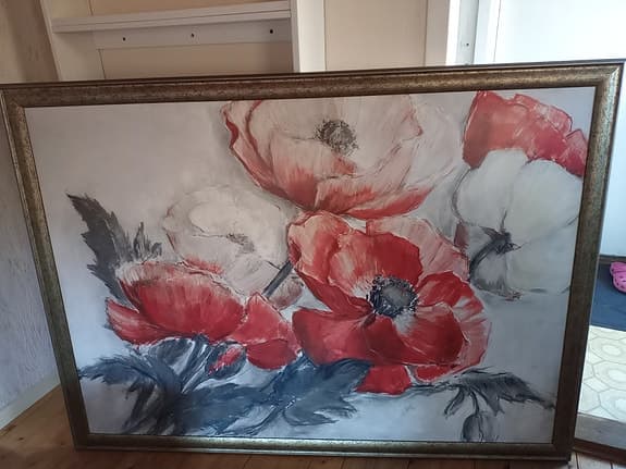 Tavla Vallmo blommotiv röd